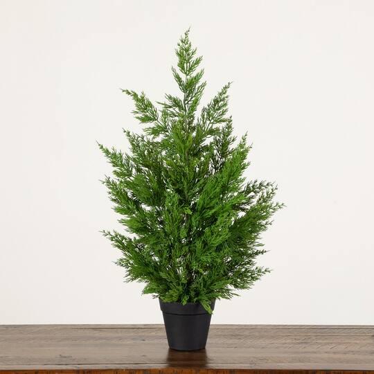 Nearly Natural 26" Artificial Real Touch Cypress Christmas Tree